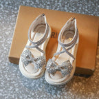 Sandália Infantil Laçinho Pedras e Zíper