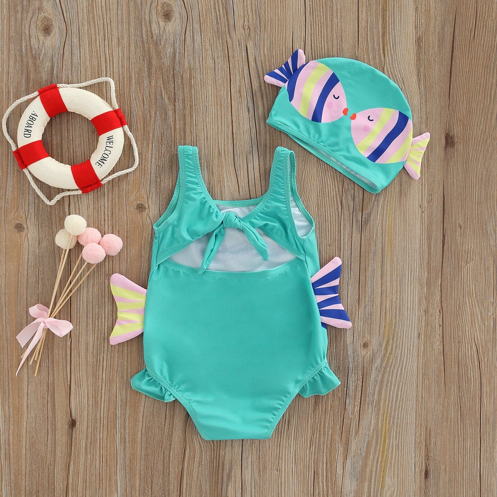 Maiô Infantil Peixinhos + Touca