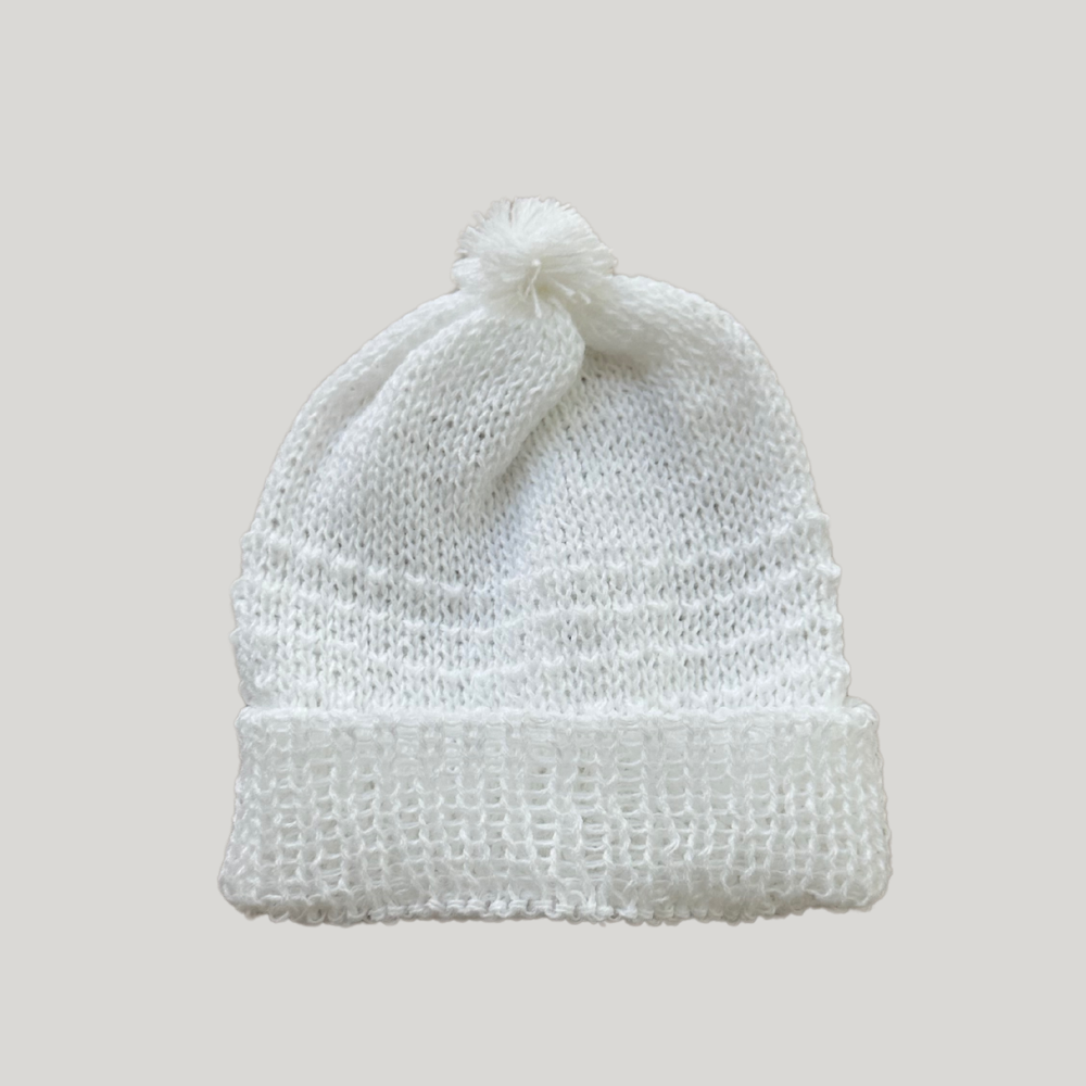 Kit 3 peças Bebê Casaco Tricot Gorro E Luva Off White